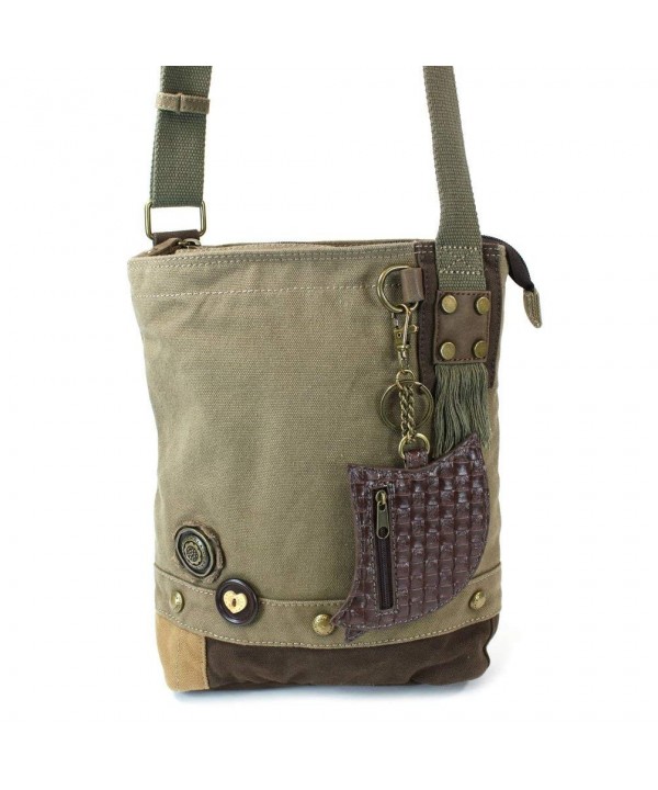 Handbag Patch Canvas Crossbody Handbags with Owl Key-Fob (Olive Green ...