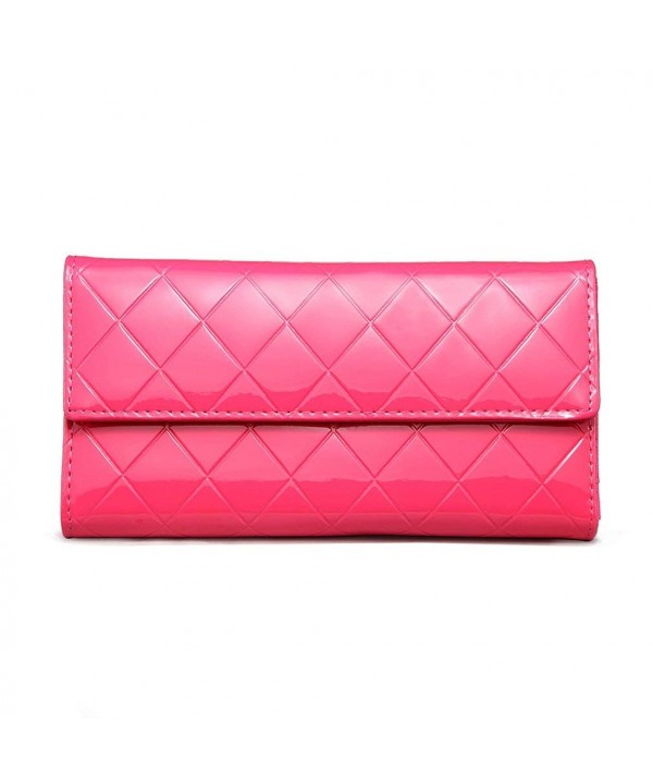 Shiny Quilted Patent Faux Leather Trifold Wallet Womens Purse Gift ...