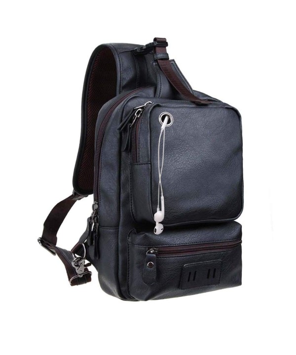 Men's Letaher Unbalance Chest Pack Multipurpose Backpack Crossbody ...