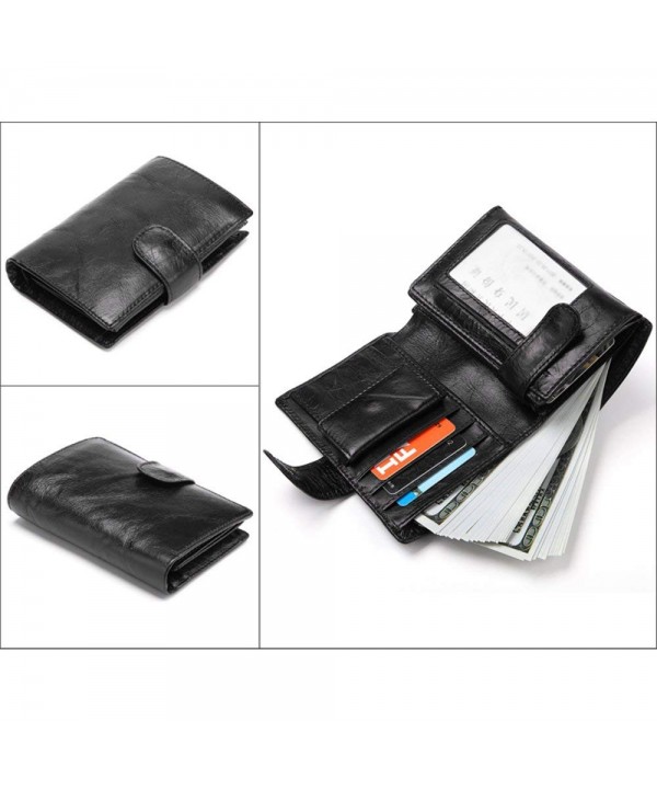 Men's Leather Wallet RFID Blocking Credit Card Holder ID Window Tri ...