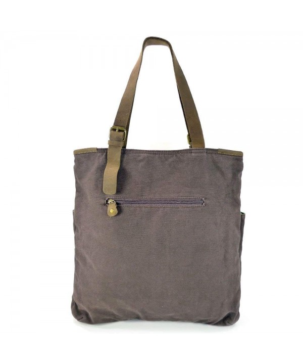 Chala Large Canvas Double Pocket Tote with Leather Strap and Chala ...