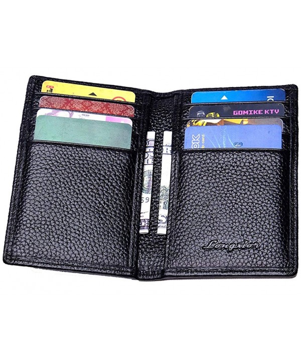 Genuine Leather ID/Credit Card Holder Bifold Wallet with RFID Blocking ...