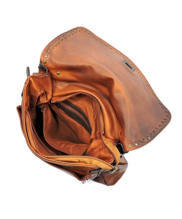 Le Miel Studded- Top Handle Saddle Crossbody Bag + Wallet - Brown ...