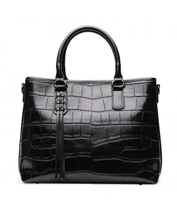 Women Genuine Leather Handbags Embossed-Crocodile Cowhide Top-handle ...