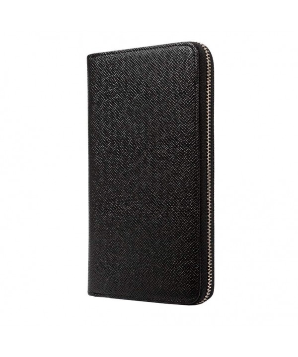 Men's Rfid Blocking Leather Card Holder Case Long Large Zipper 