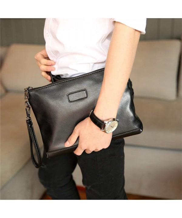 Men PU Leather Envelope Wallet Wrist HandBag Clutch Zip Business Phone ...