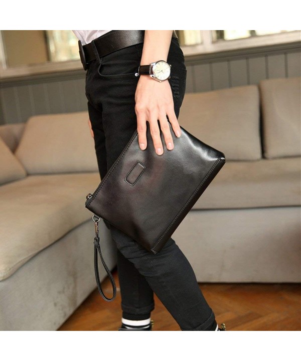 Men PU Leather Envelope Wallet Wrist HandBag Clutch Zip Business Phone ...