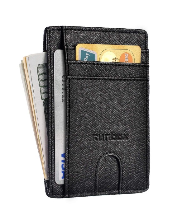 Men's Slim Bifold Front Pocket Wallet Leather Spring Loaded Money Clip ...