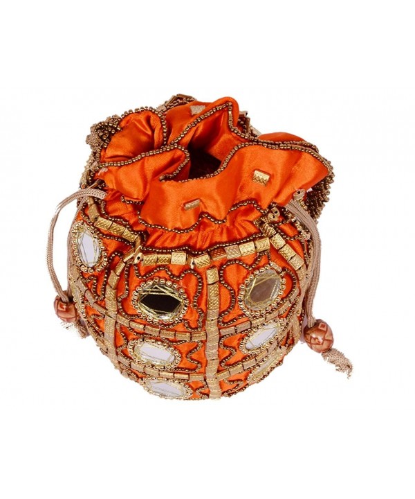 Traditional Satin Potli Bag with Round Mirror for Women & Girls ...