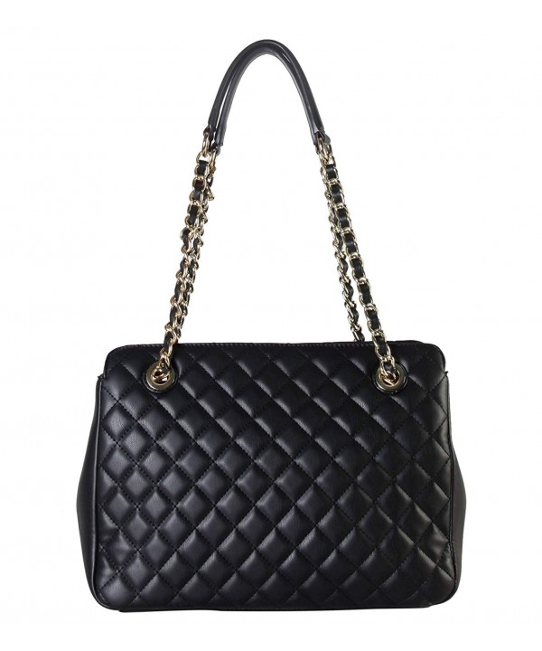 Rimen & Co. PU Leather Large Quilted Tote Accented with Chain Handle ...