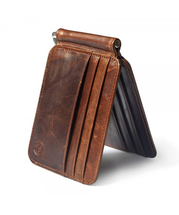 mens leather card case with money clip