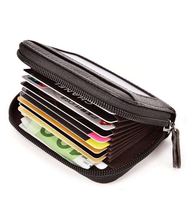 RFID Blocking Genuine Leather Credit Card Case Wallet with ID Window ...