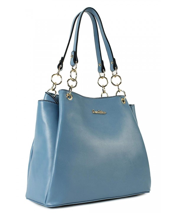 Fashionable Modern Chic Satchel H1718 - Light Blue - CY11Z4LLTD9