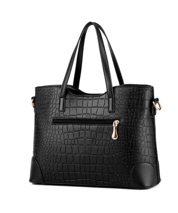 Womens 2PCS Luxury Crocodile Grain PU Leather Handbags and Purses Tote ...