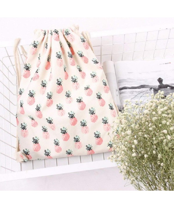 Women Pineapple Drawstring Beam Port Backpack Shopping Bag Travel Bag ...