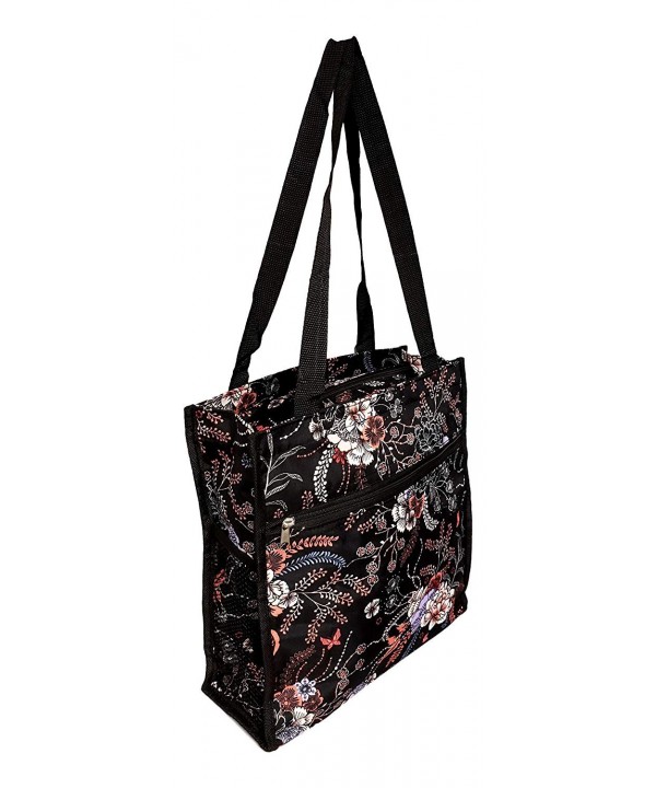 12 in by 13 in Tote Bag w/Mesh Water Bottle Pocket (Floral Bouquet ...