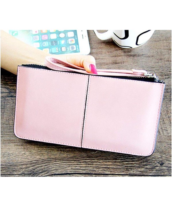 Women's Solid Color PU Leather Wristlet Clutches Purse Wallet Credit ID ...