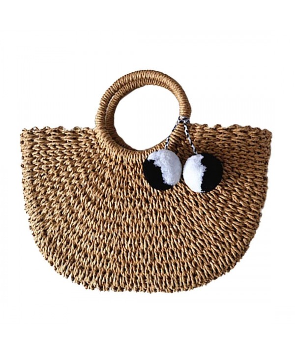 Hand woven Straw Large Handle Summer