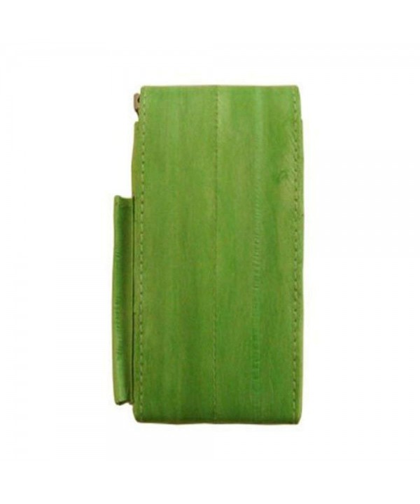 Eel Skin Genuine Leather Sliding Cigarette Case Pop-Up Wallet - Green ...