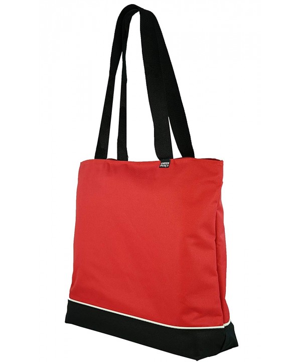 Shoulder Tote Bag with Zipper - Red - CA111J1431D