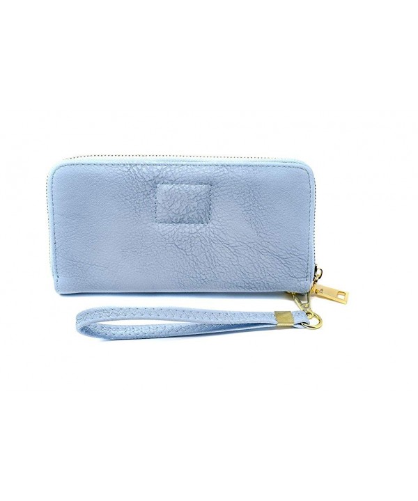 Magnetic Wristlet Wallet Leatherette Blue Removable Strap - CC18CSZZ2WK